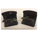 Pair Dog Bookends, Signed Aronson
