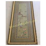 Framed Asian Silk Embroidery Panel