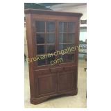Custom Made 16 Pane Walnut Corner Cupboard