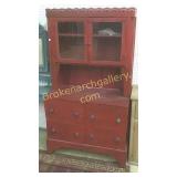 Folky Kitchen Cupboard in Red Paint