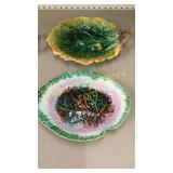 2 Majolica Leaf Trays