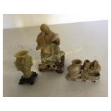 3 Carved Hard Stone Table Objects