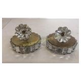 Pair Heisey Art Deco  Powder Boxes