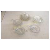 5 Pieces Cut and Pressed Glass