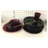 15 Pieces Royal Ruby Glass