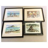 4 Nan Mercer Watercolors, Beach Scenes