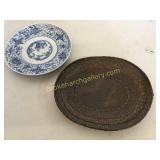Japanese Arita Plate, Copper Basket