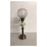 Oil Lamp With Silver Plate Base