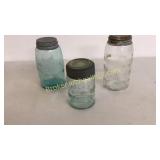 3 Early Glass Canning Jars
