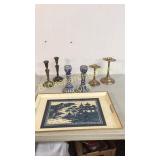3 Pair Candlesticks, Serving Tray