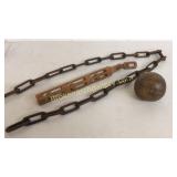 Folk Art Carved Chain, Puzzel Piece, Cannonball