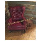 Leather Chesterfield Style Rocker & End Table
