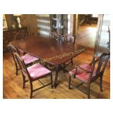 Pedestal Base Dining Table & 6 Chairs