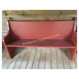 Vintage Church Pew in Red Paint