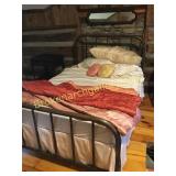 Antique Iron Bed w Bed Dressing