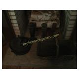 Pr Andirons, Kettle & Basket