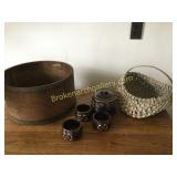 Grain Measure, 4 Pcs Ovenware, Split Oak Basket