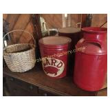 Split Oak Basket, Lard Can, Milk Can