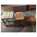 3 Country Stools & Primitive Stand