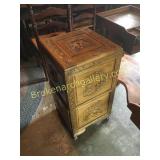 Carved Asian File Cabinet  & 2 Cobblers Benches