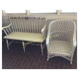 Wicker Rocker  Stenciled Spindle Back Settee