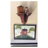 Wall Shelf, Coffee Grinder, Barn Print, Doll