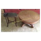 Round Oak Center Table, Mahogany Supper Stand