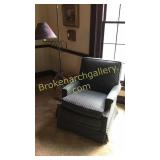 Upholstered Club Chair, Iron Floor Lamp