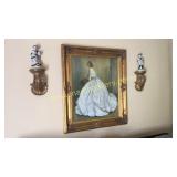 Portrait in Gilt Frame, Wall Shelves, Figurines