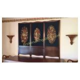 Needlepoint Folding Screen, Pair Wall Shelves