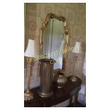 Gilt Mirror, Brass Umbrella Stand, Lamps, Planter