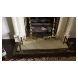 Brass Fire Fender, Pair Andirons