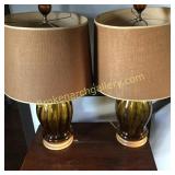 Pair Retro Glass Table Lamps