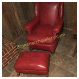 Red Club Chair & Ottoman