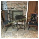 Open Armchair, Side Table & Rocker W Needlepoint