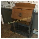Oak Fall Front Desk & Vintage Sewing Machine