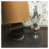 Wagon Wheel Table Lamp & Oil Lamp