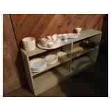 Group of Milk Glass, Carnival Glass & Shelf Unit