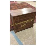 3 Drawer Walnut Chest W Burl Accents