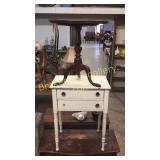 2 Drawer Stand In White Paint & Candle Stand