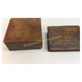 Tooled Leather Cigarette Box, English Jewelry Box