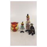 4 Blown Art Glass Clowns