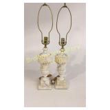Pair Alabaster and Marble Table Lamps