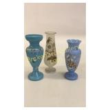 3 Bristol Glass Vases