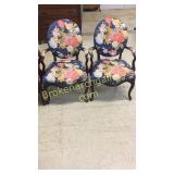 Pair French Style Open Armchairs