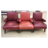 3 Red Leather Salon Chairs