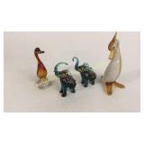 4 Italian Blown Glass Animals