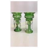 Pair Bohemian Cut Lusters