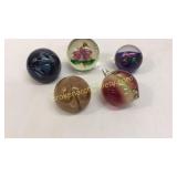 5 Art Glass Paperweights