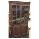 16 Pane Custom Made Cherry Corner Cupboard